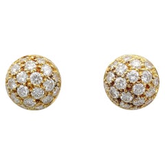 Cartier Diamond 18 Karat Gold Dome Earrings Studs