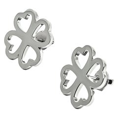 Heart Blossom Stud Earrings in Platinum