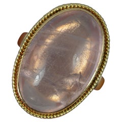 Large Rose Quartz Solitaire 14ct Gold Statement Ring