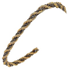 14 Karat Yellow White Gold Two Tone Fancy Twisted Rope Bracelet