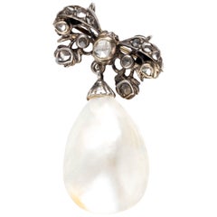 Vintage GIA-Certified Diamond & Mother of Pearl Pendant, Georgian