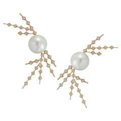 Pearl with Diamond Earrings Set in 18 Karat Rose Gold by Kavant & Sharart
