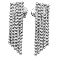 Mesh Drop Earrings in 18kt White Gold