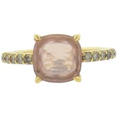 Pomellato Nudo Rose Quartz Fancy Diamond Gold Ring 