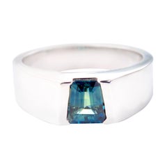 ITSIT Bi Colour Blue Green Australian Sapphire Fancy Cut 18k White Gold Ring