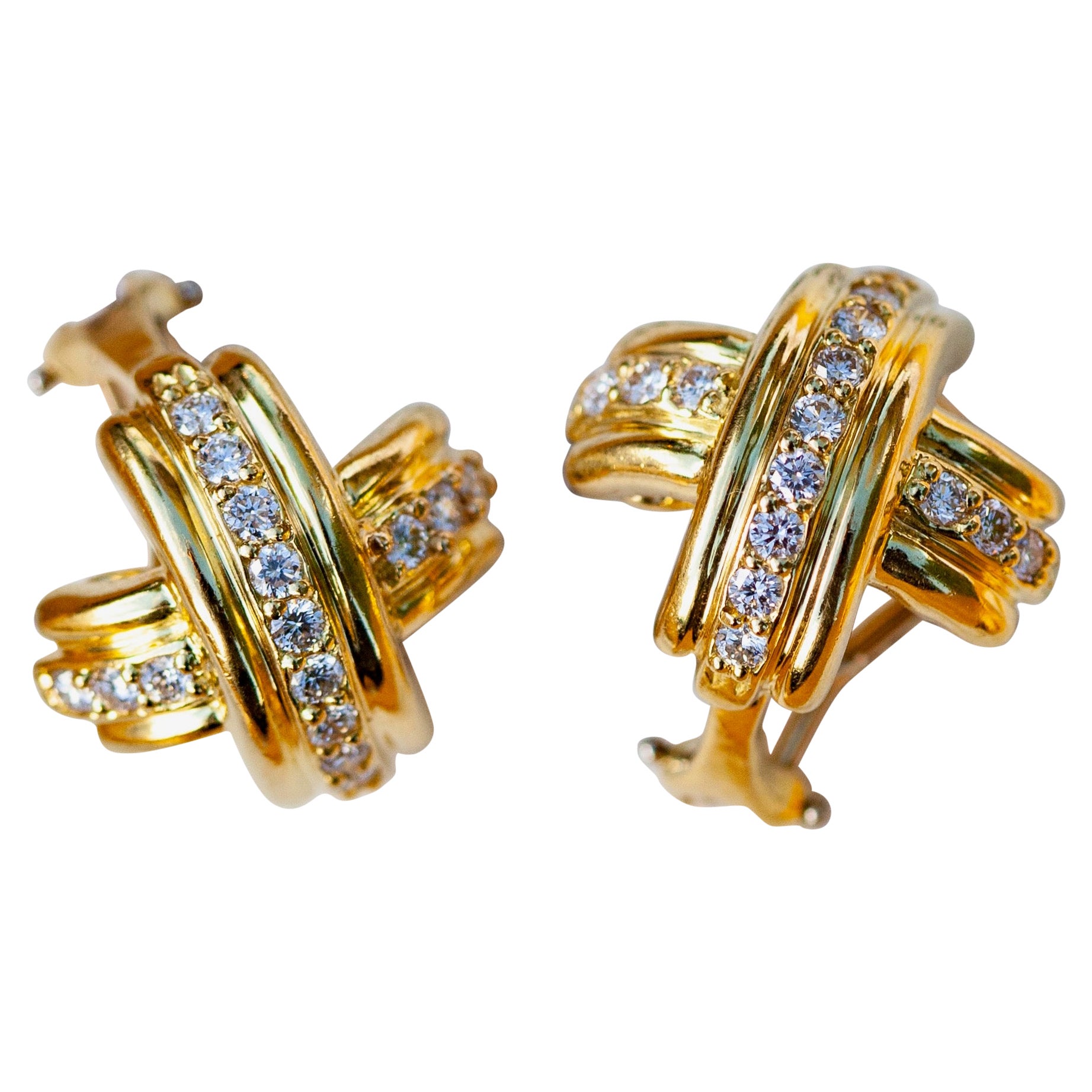 Tiffany and Co. Gold Clip On Bow Earrings at 1stDibs
