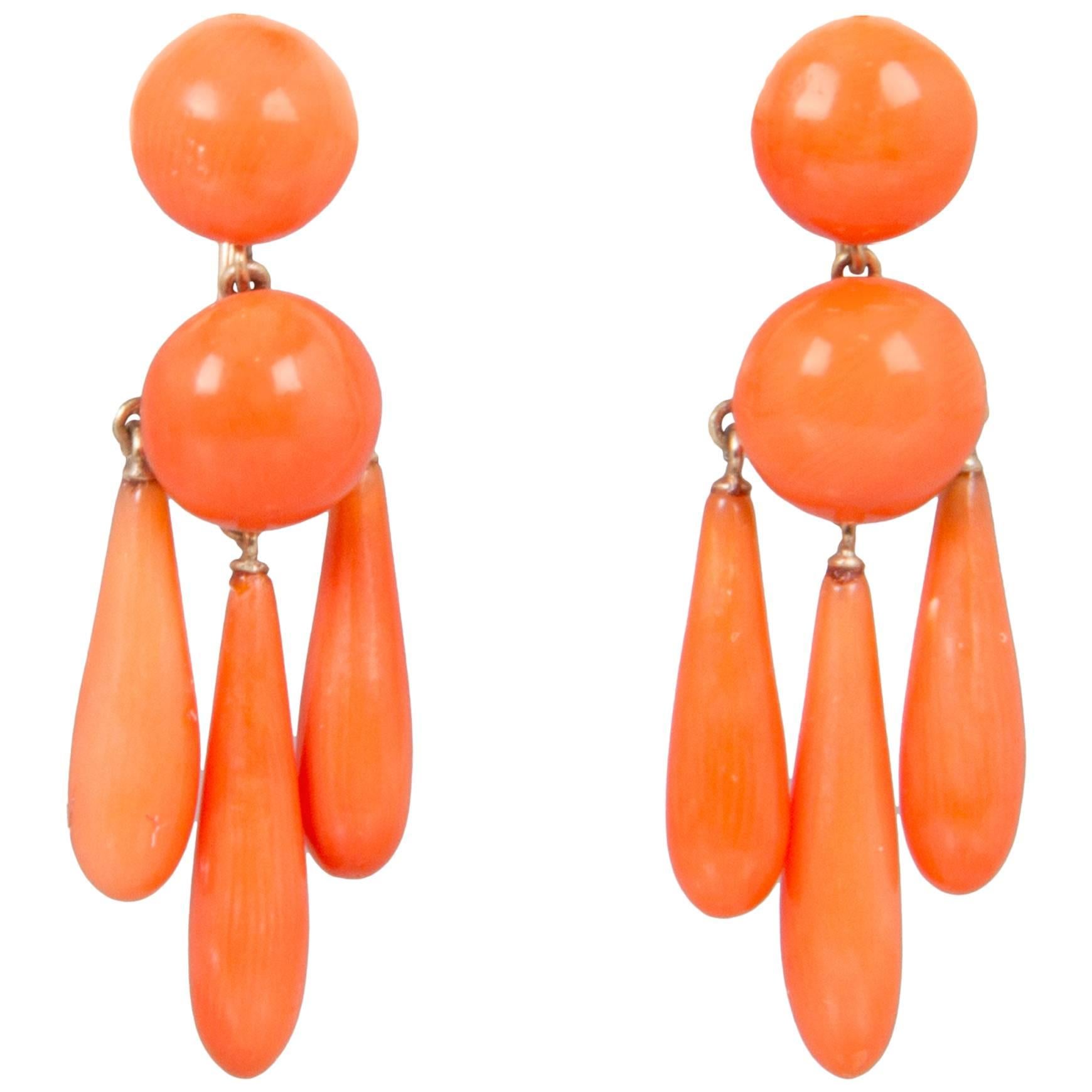 19th Century Coral Earrings For Sale