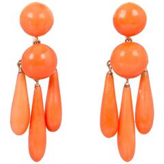 Antique 19th Century Coral Earrings