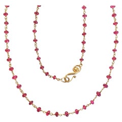 Dalben Red Spinel Beads Yellow Gold Necklace