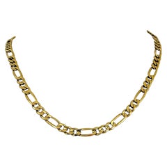 10 Karat Yellow Gold Solid Heavy Figaro Link Chain Necklace