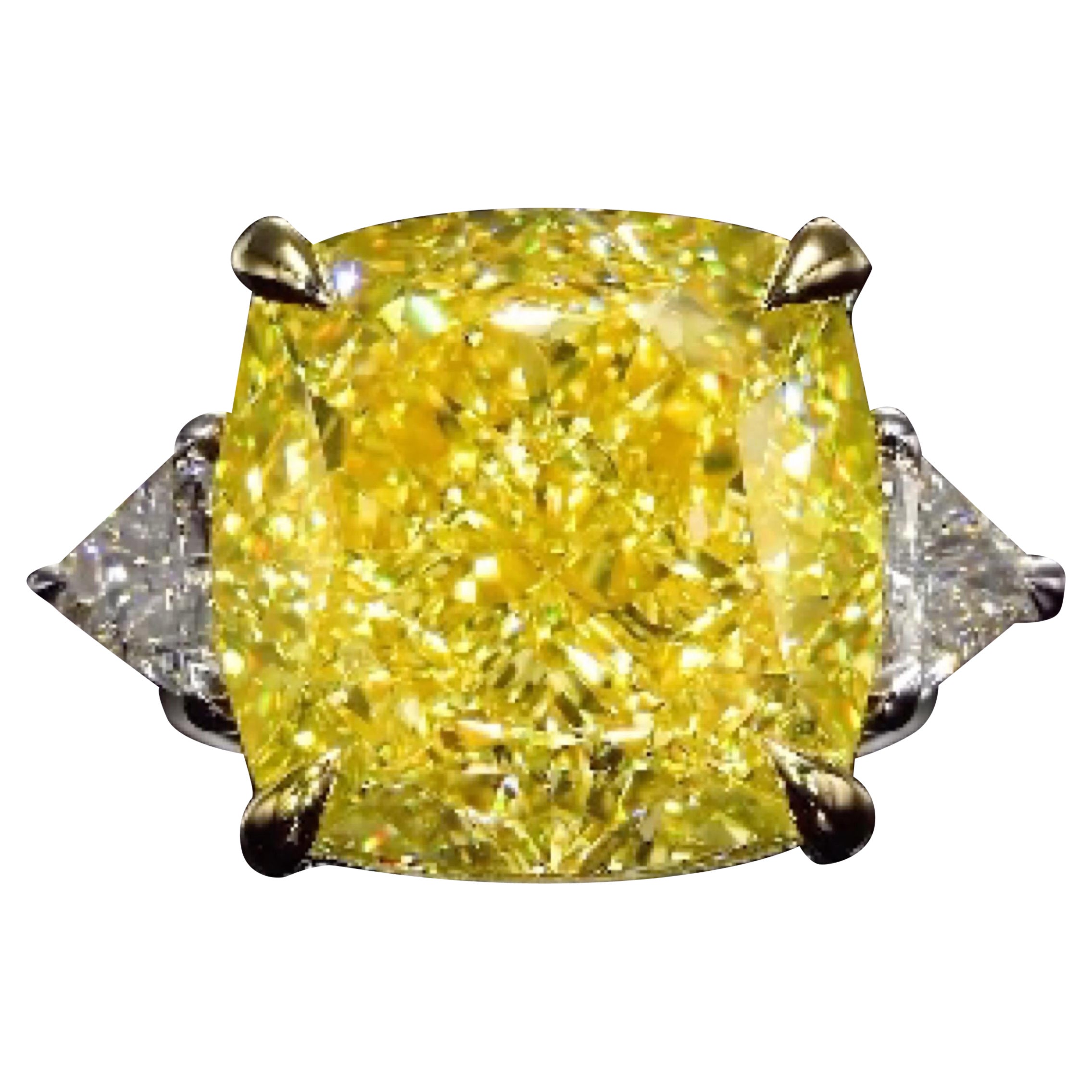 Emilio Jewelry Gia zertifizierter 37,00-karätiger intensiv gelber Fancy-Diamantring