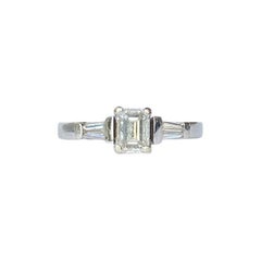 Antique Diamond and 18 Carat White Gold Solitaire Ring
