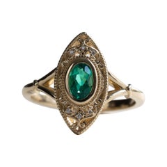 Used 14k Emerald Gold Ring, Oval Emerald Ring