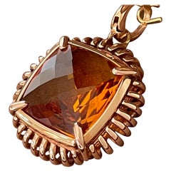 Intricate Italian 18 K Pink Gold Pendant with Fancy Cut Citrine