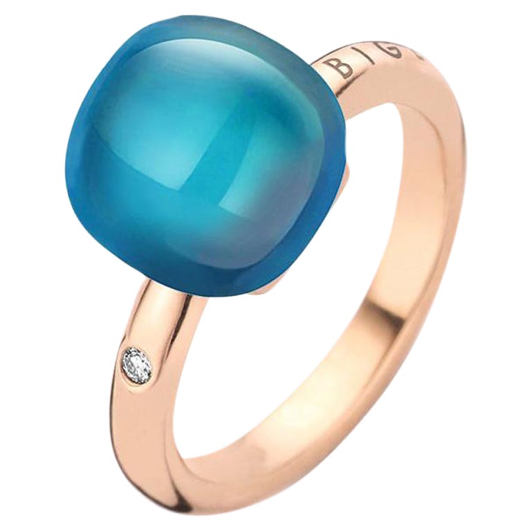 For Sale:  Blue Topaz Ring in 18kt Rose Gold by BIGLI