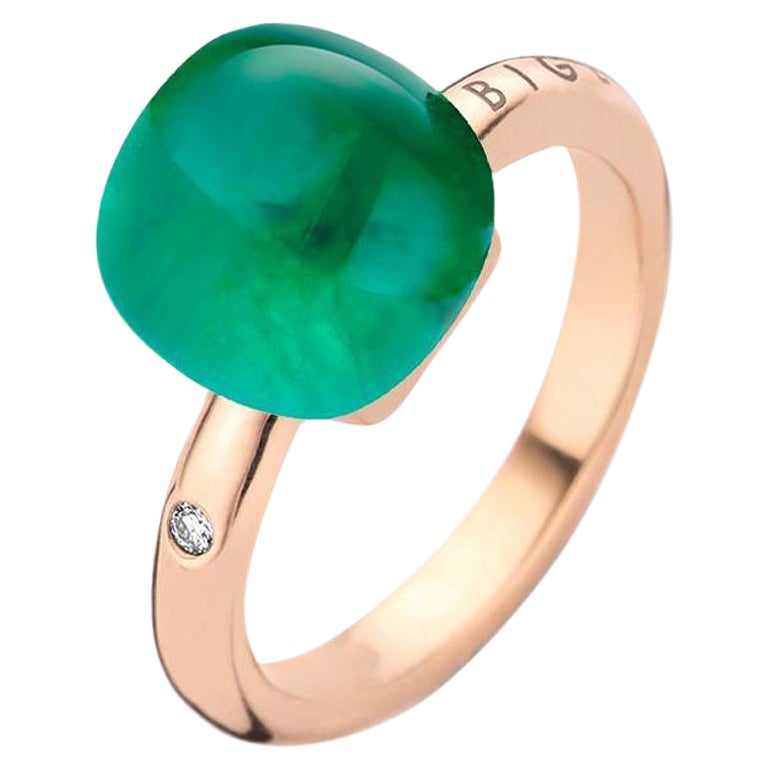 For Sale:  Emerald and Rock Crystal Ring in 18kt Rose Gold by BIGLI