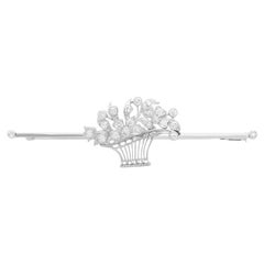 Antiguo broche de cesta de platino y diamantes de 1,59 quilates, circa 1910