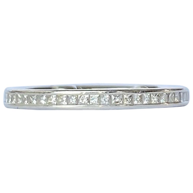 Vintage Diamond and 18 Carat White Gold Half Eternity Ring For Sale