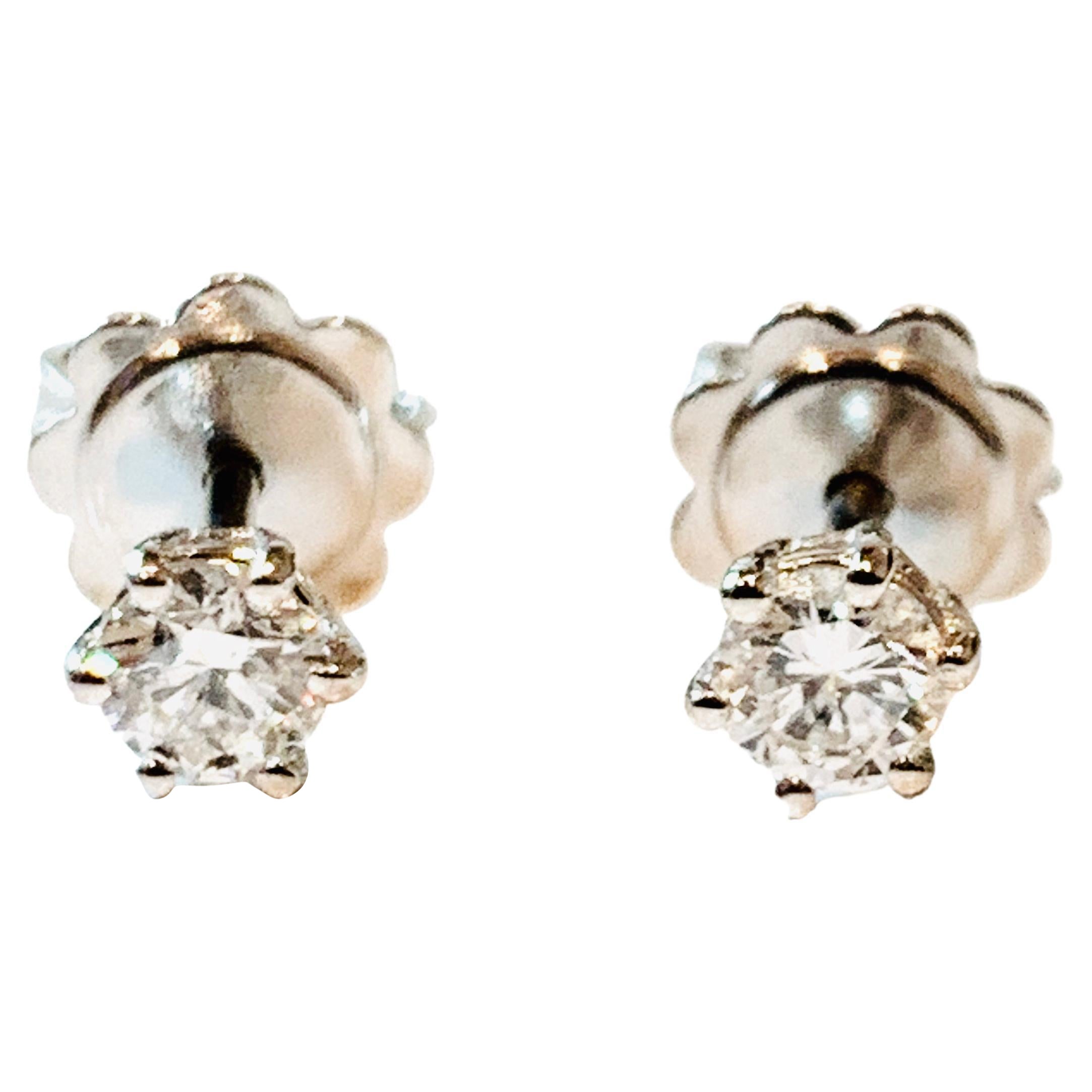 HRD Certified 0.48 Carat Star Diamonds Set in 18Kt White Gold Stud Earrings