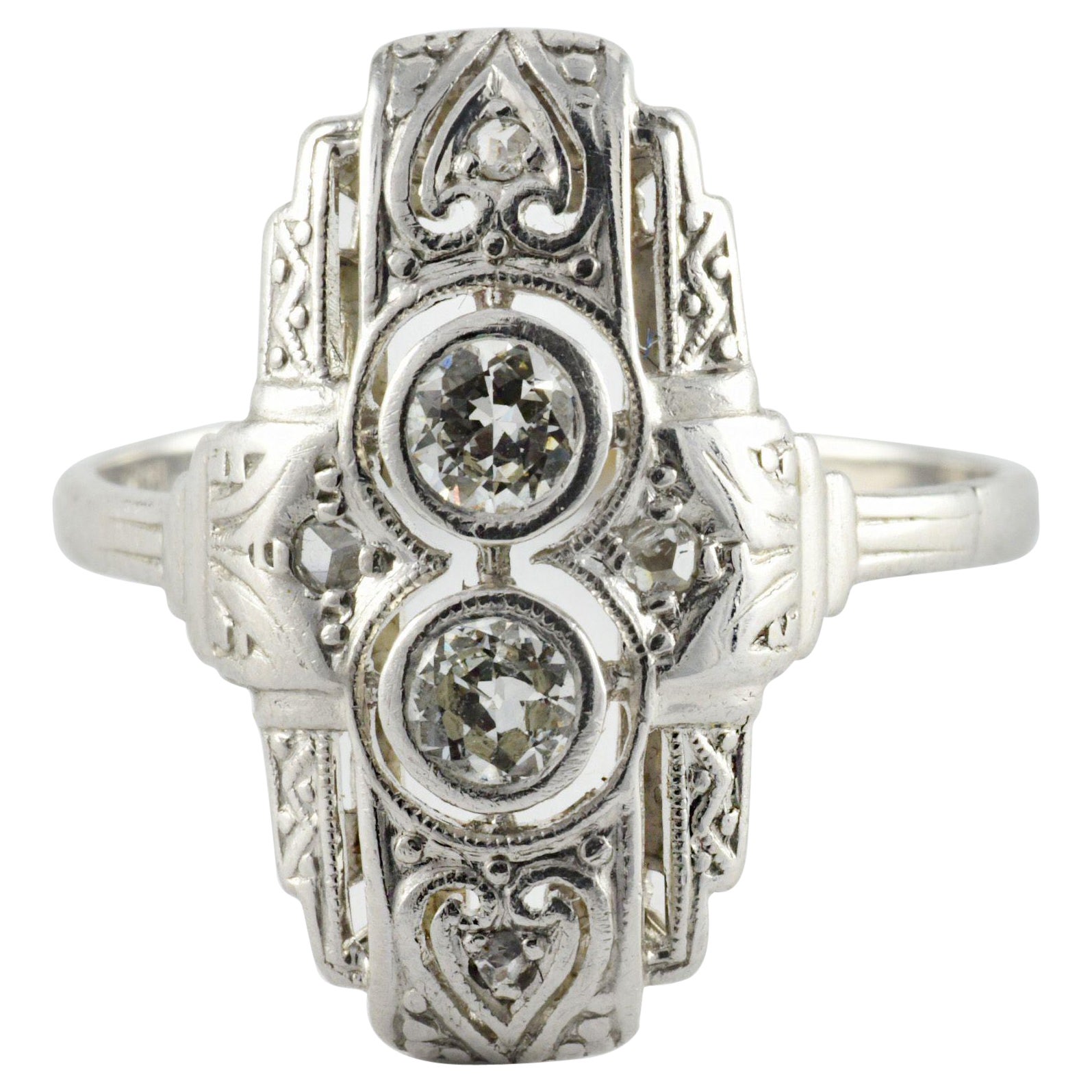 Art Deco Diamond Vertical Ring  For Sale