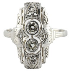 Vintage Art Deco Diamond Vertical Ring 