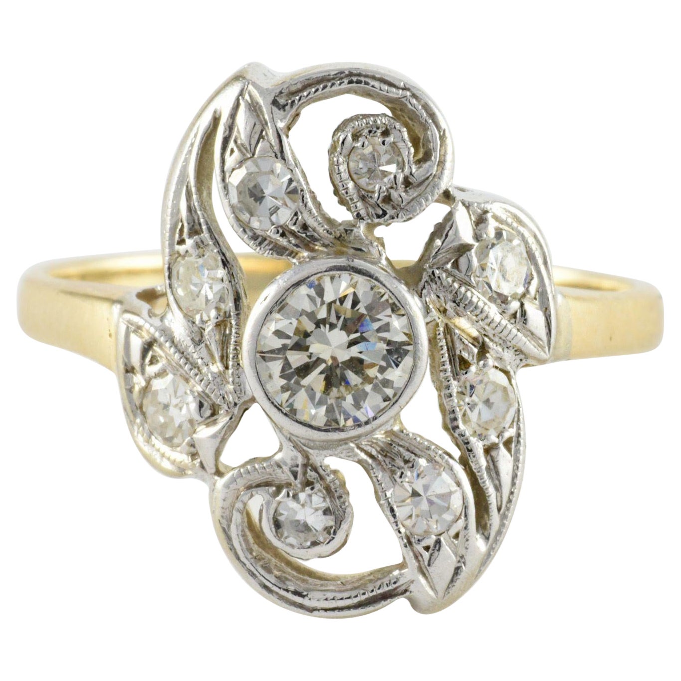 Two-Toned Vintage Diamond Ring  For Sale