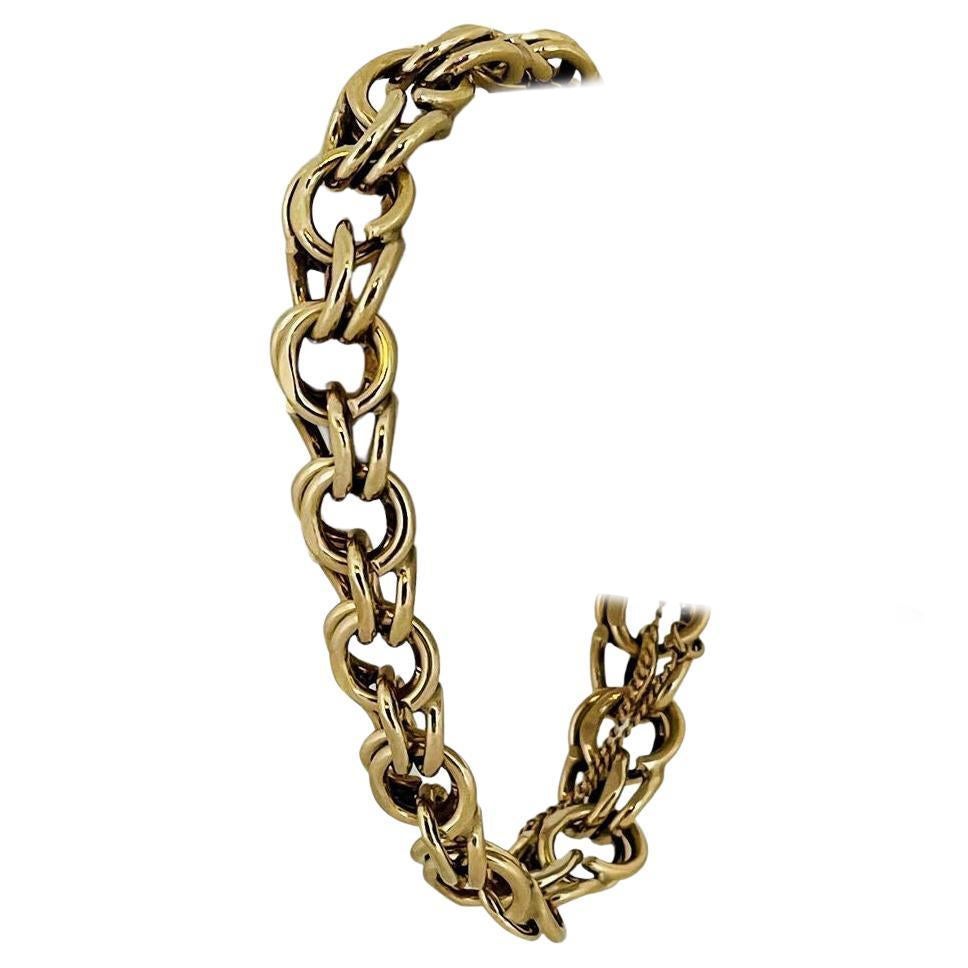 Heavy Solid Gold Double Spiral Link Charm Bracelet at 1stDibs