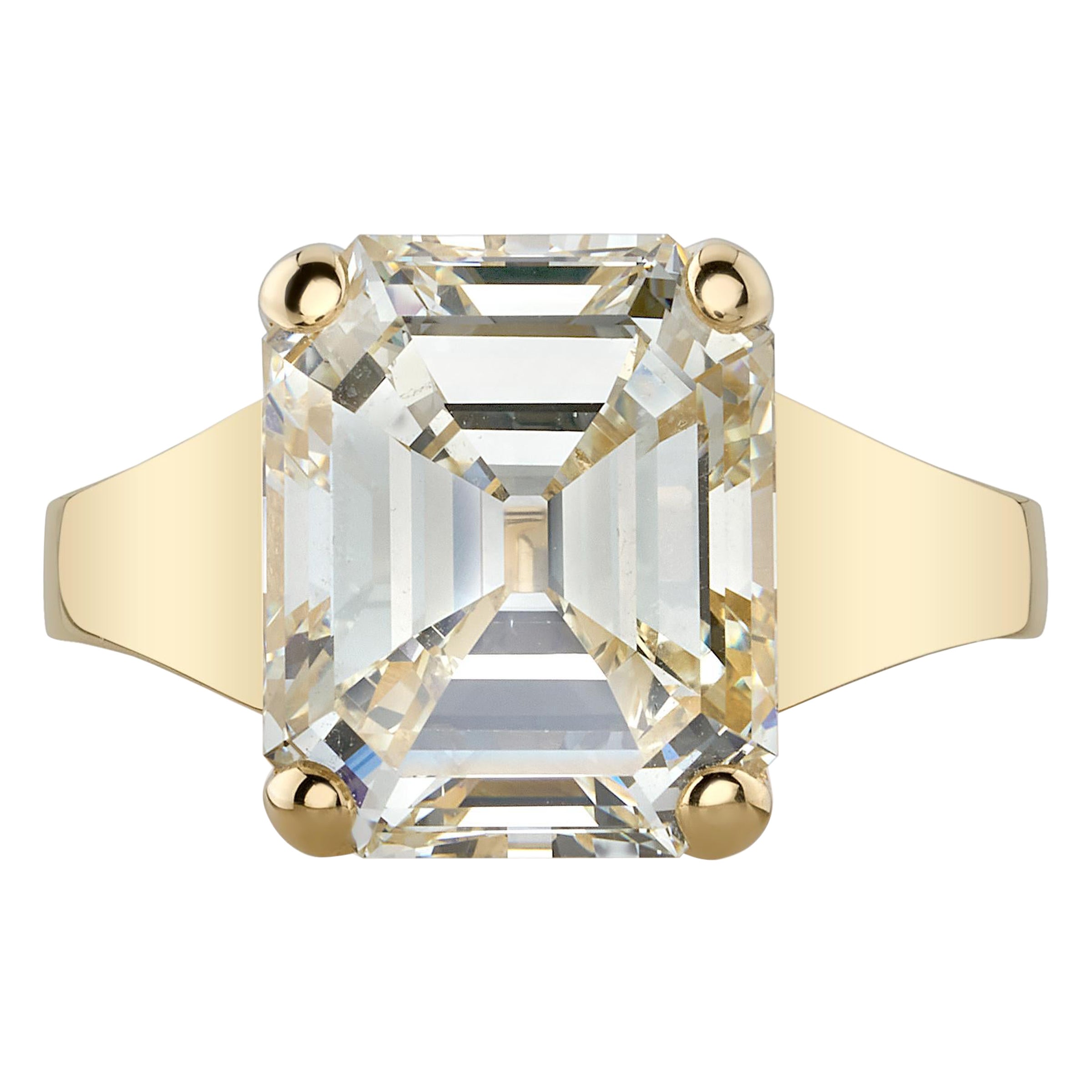 Handcrafted Simone Emerald Cut Diamond Ring by Single Stone