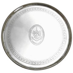 English 18th Century Bright-Cut Sterling Silver Salver by Hester Bateman