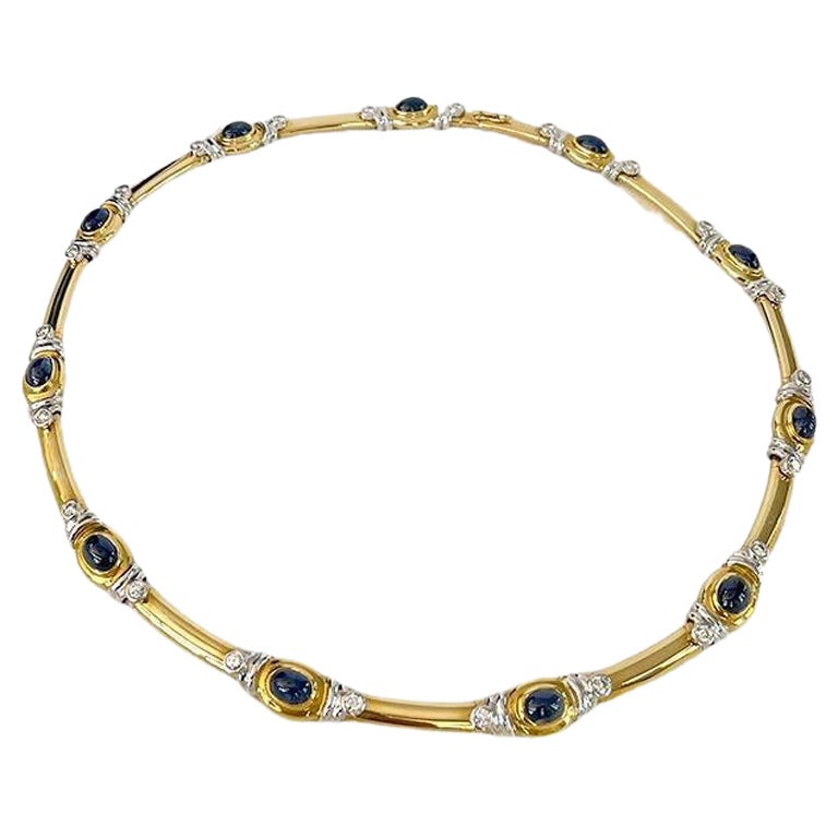 Berjani Handcrafted 18K Yellow-White Gold 14.17ct Cabochon Ceylon Sapphire For Sale