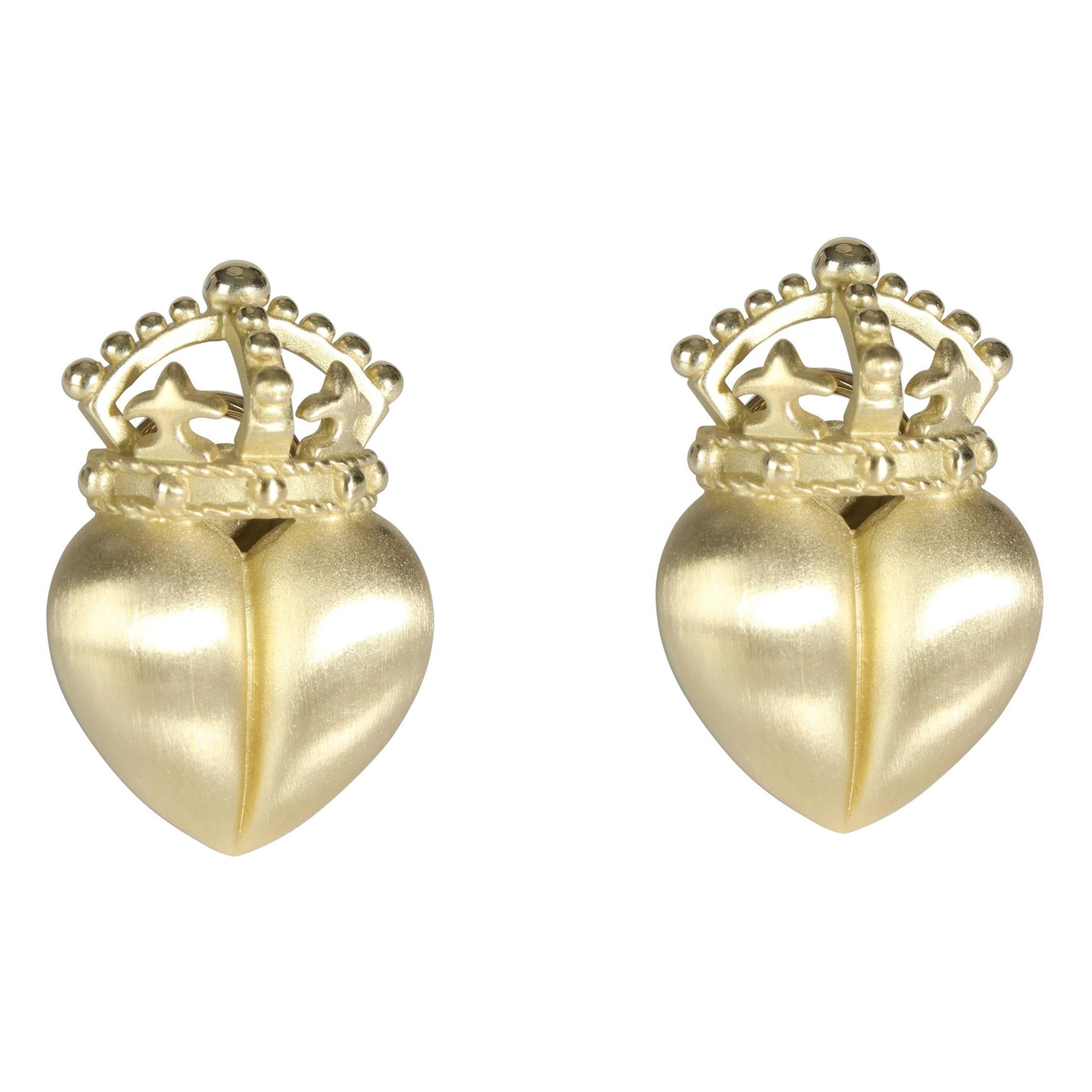 Vintage Barry KieselsteinCord Heart and Crown Earrings at 1stDibs