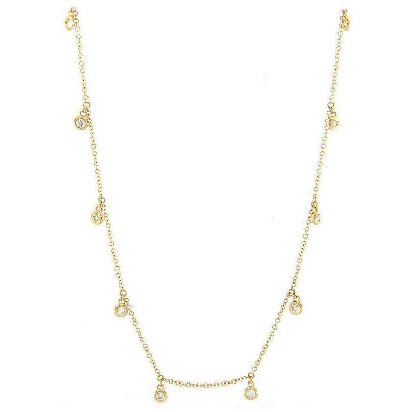 New 0.50ctw Diamond Bezel Set Station Necklace in 14K Yellow Gold For Sale