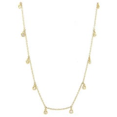 New 0.50ctw Diamond Bezel Set Station Necklace in 14K Yellow Gold
