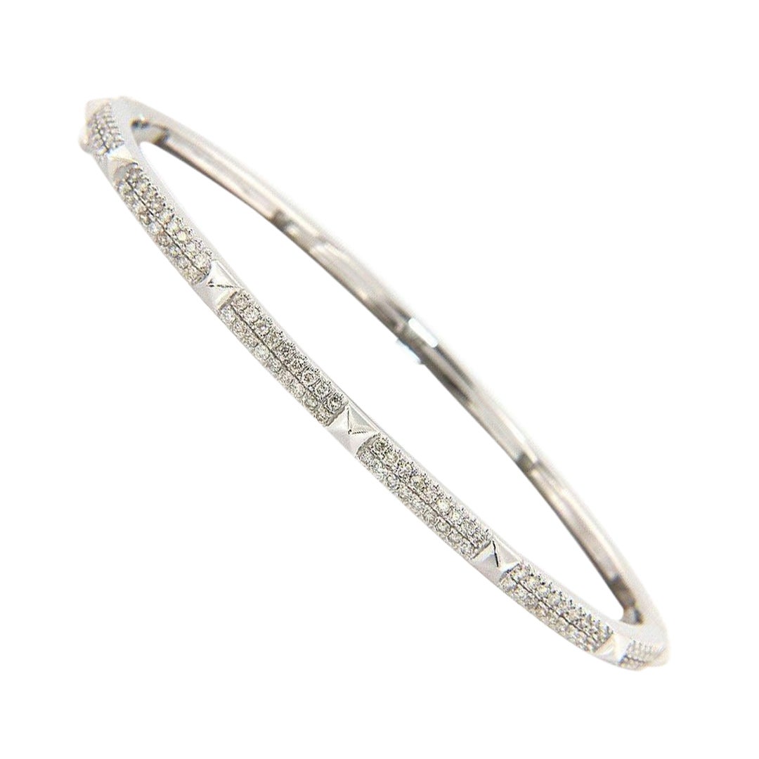 New Gabriel & Co. 0.73ctw Diamond Pyramid Stations Bangle Bracelet in 14K Gold For Sale