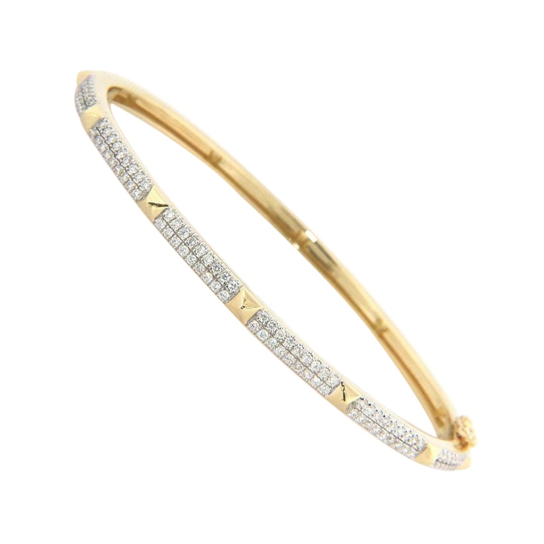 Gabriel & Co. 0.70ctw Diamond Pyramid Stations Bangle Bracelet in 14K Gold For Sale