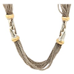 Tiffany & Co Multi Strand Two Tone Necklace in 18K Yellow Gold & Sterling Silver