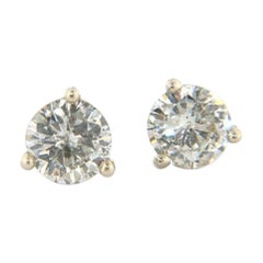 0.64ctw Round Diamond Solitaire Stud Earrings in 14K White Gold