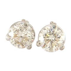 1.92ctw Round Diamond Solitaire Stud Earrings in 14K White Gold