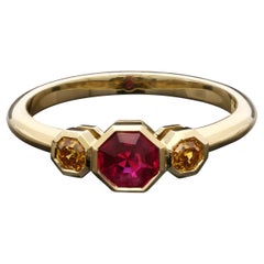 Hancocks Contemporary 0.52ct Asscher Cut Burmese Ruby Fancy Colour Diamond Ring