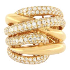 2,55 Karat Diamant Crossover Multi Row Ring aus 18 Karat Gelbgold