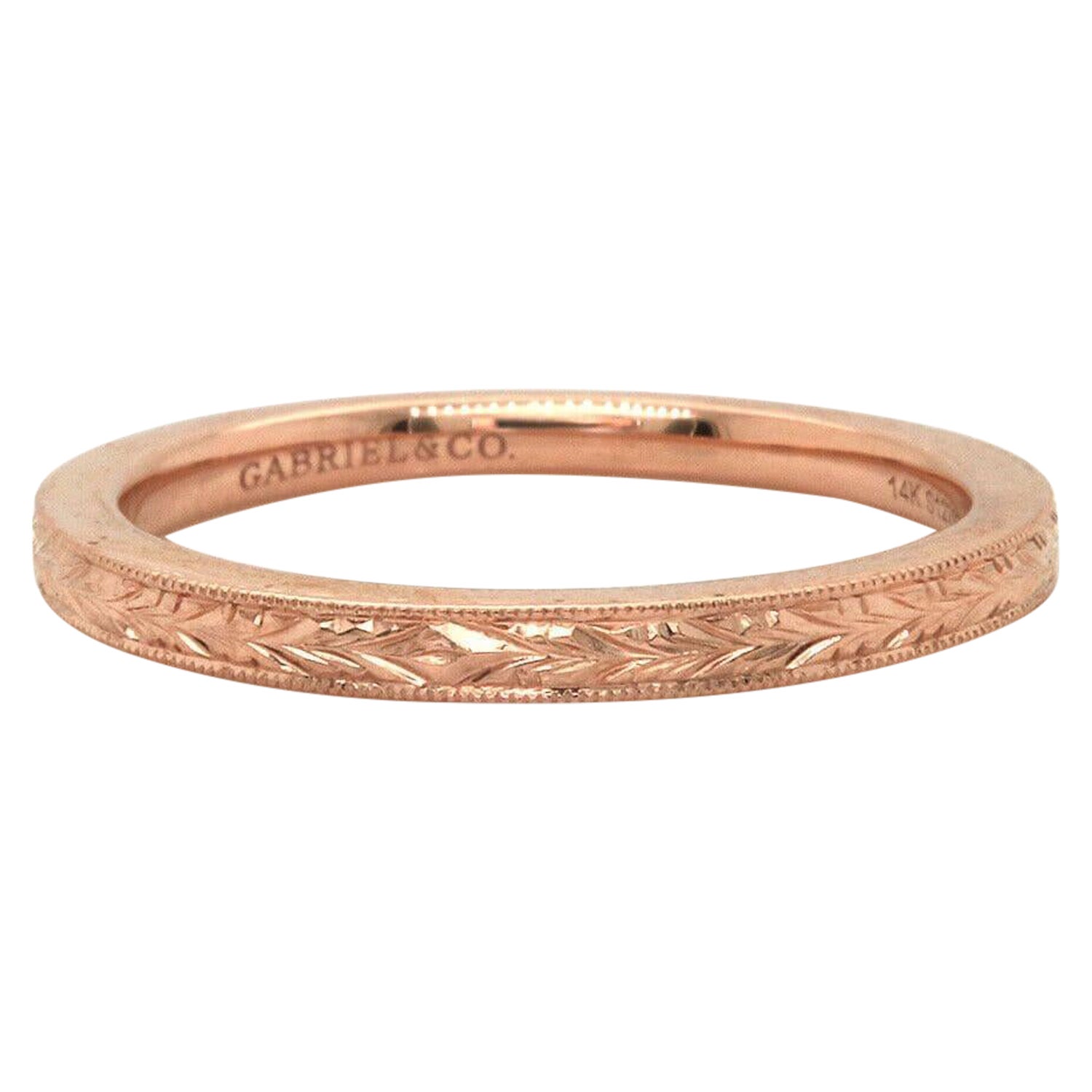 New Gabriel & Co. Filigree Engraved Band Ring in 14K Rose Gold For Sale