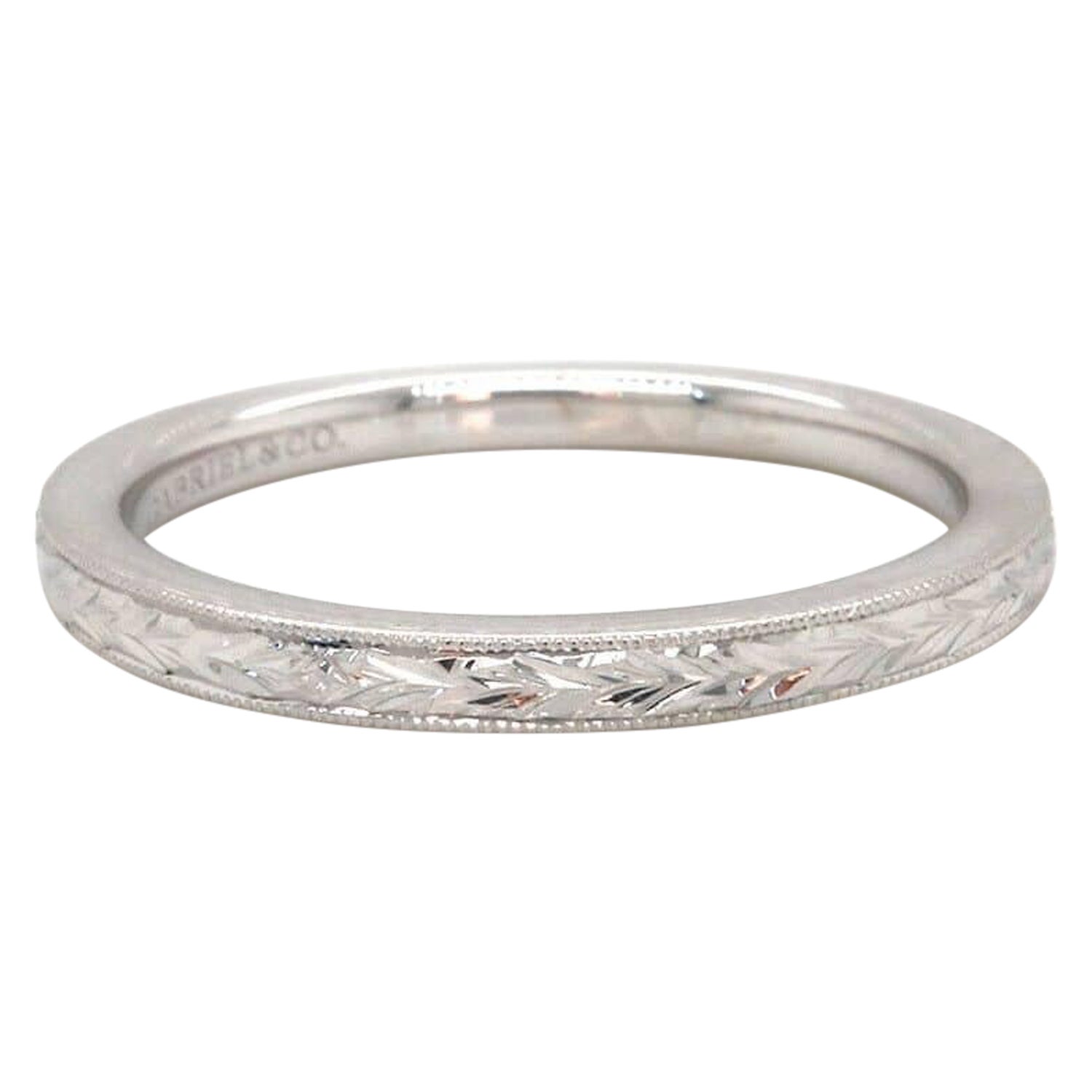 New Gabriel & Co. Filigree Engraved Band Ring in 14K White Gold For Sale