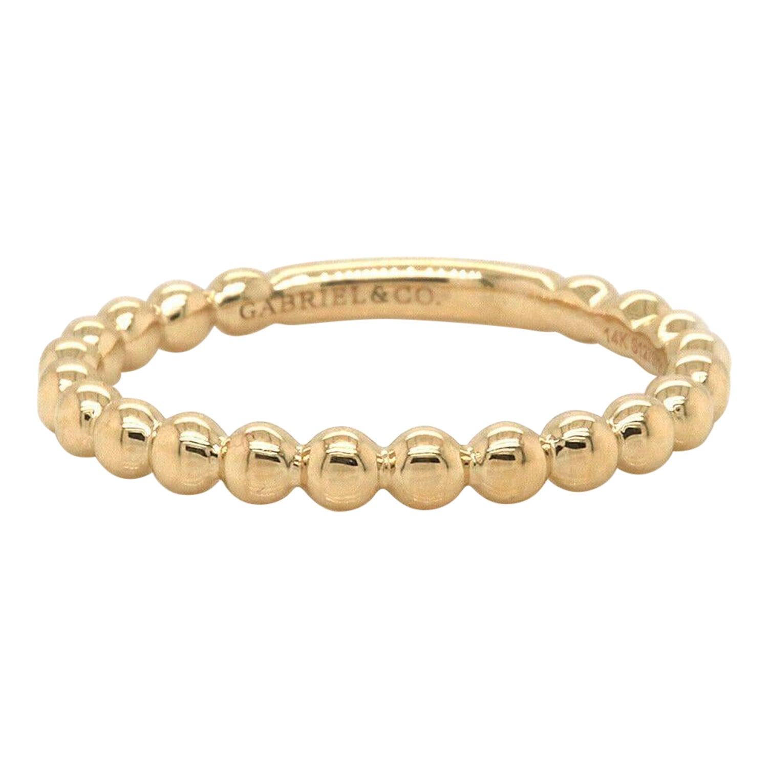 New Gabriel & Co. Bujukan Beaded Stackable Ring in 14K Yellow Gold For Sale
