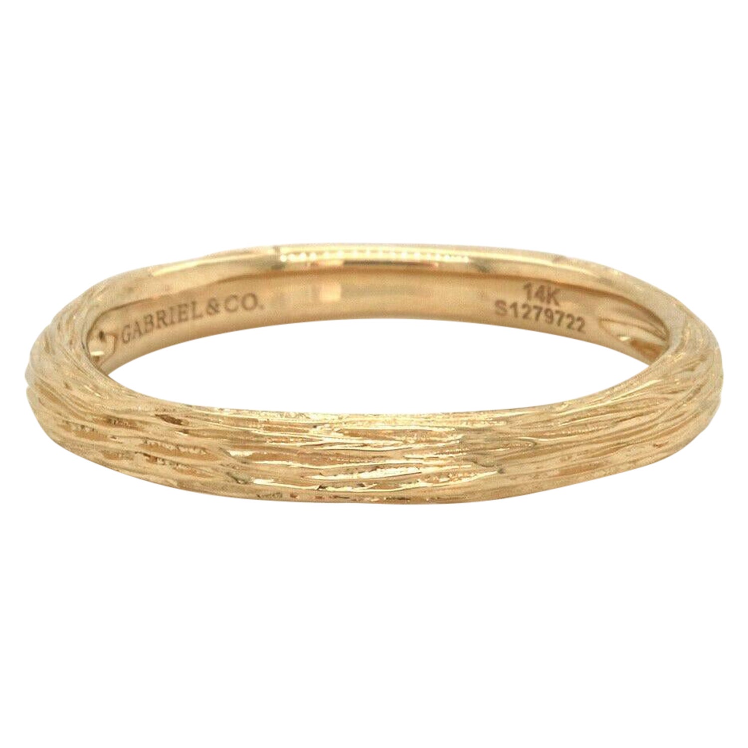 New Gabriel & Co. Textured Band Ring in 14K Yellow Gold For Sale