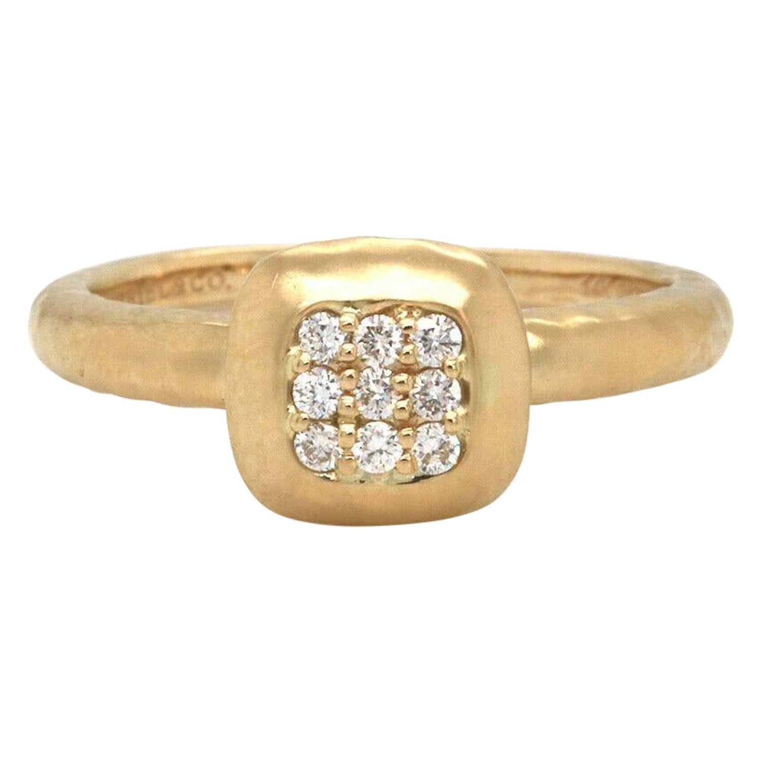 New Gabriel & Co. 0.09ctw Pave Diamond Ring in 14K Yellow Gold For Sale