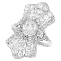 Antique Art Deco 2.88 Carat Diamond and Platinum Dress Ring