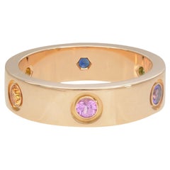 Cartier Multicolor Love Ring 18k Rose Gold Sapphires Garnets Amethyst