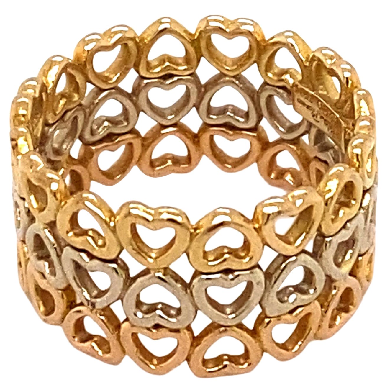 Paloma Picasso for Tiffany & Co. Tricolor Gold Three Row Heart Band For Sale