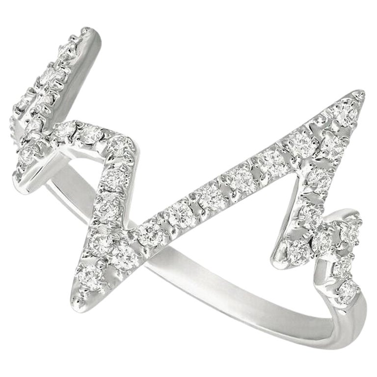 Im Angebot: 0,33 Karat natürlicher Diamant Herzschlag Ring G SI 14K Weißgold ()