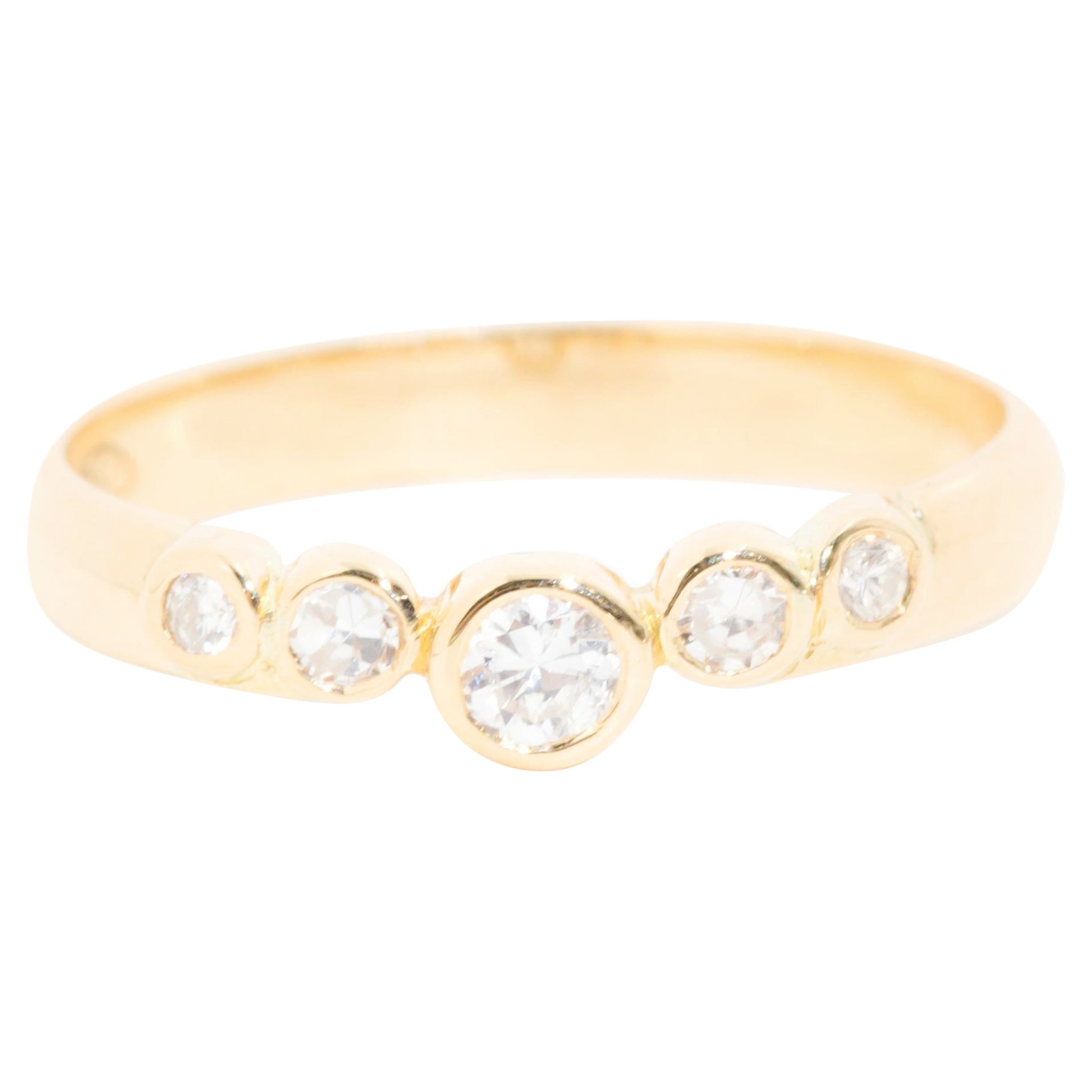Five Stone Round Diamond Vintage Eternity Ring in 18 Carat Yellow Gold
